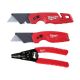 Milwaukee FASTBACK Folding Utility Knife and Compact Folding Utility Knife with 10-18 AWG Wire Stripper and Cutter (3-Piece) 48-22-1503-48-22-3050