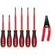 Milwaukee 1000-Volt Insulated Slim Tip Screwdriver Set with 10-18 AWG Comfort Grip Wire Stripper and Cutter (7-Piece) 48-22-2206-48-22-3050