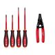 Milwaukee 1000V Insulated Slim Tip Screwdriver Set with 10-24 AWG Compact Dipped Grip Wire Stripper and Cutter (5-Piece) 48-22-2219-48-22-3043