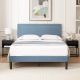VECELO Upholstered Bed Light Blue Metal Frame Queen Platform Bed with Adjustable Headboard, No Box Spring Needed Bed Frame THD-CY-QB05-LBLU