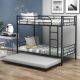 Polibi Black Twin Over Twin Metal Bunk Bed With Trundle, Can be Divided into 2 Beds RS-46754-K