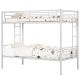 VECELO Bunk Bed Metal Twin Over Twin, White Bunkbeds with Ladder and Full-Length Guardrail, Noise Free Platform Bed Frame THD-T41-WHE