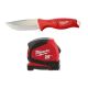 Milwaukee 4 in. Tradesman Fixed Blade Knife with Compact Auto Lock 25 ft. SAE Tape Measure with Fractional Scale 48-22-1926-48-22-6625