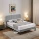 VECELO Upholstered Bed, Light Gray Queen Bed Platform Bed with Adjustable Headboard, Strong Wooden Slats Support Bed Frame THD-CY-QB01-LGRY