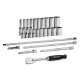 Capri Tools 1/4 in. Drive 6-Point SAE Master Chrome Socket Set with Extension and 90-Tooth Soft Grip Ratchet (26-Piece) CP12110-26S-SET
