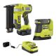 RYOBI ONE+ 18V 18-Gauge Cordless AirStrike Brad Nailer with Cordless Corner Cat Finish Sander, 4.0 Ah Battery, Charger P321K1-PCL416B