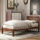 Harper & Bright Designs Walnut(Brown) Wood Frame Twin Size Platform Bed with Headboard and Slats QMY328AAD