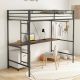 Noble House Ferna Ladder Twin Loft Bunk Bed with Desk, Metal, Black Cinnamon 111455