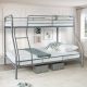 HOMESTOCK Sleek Gray Metal Bunk Bed - Twin Over Full, Bunk Sized Bed with Safety Rails and Ladder 19949HD