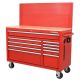 Husky 52 in. W 10-Drawer Gloss Red Mobile Workbench Cabinet with Solid Wood Top and Pegboard H52MWC10MODREDP
