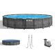 Intex 18 ft. Round 48 in. Deep Hard Side Prism Steel Frame Above Ground Outdoor Swimming Pool Set 26743EH-HD