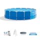 Intex 15 ft. x 4 ft. Round 180 in. Metal Frame Above Ground Swimming Pool Set with Pump Cover Ladder 28241EH-HD