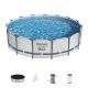 Bestway MAX 15 ft. x 15 ft. Round 42 in. Deep Metal Frame Above Ground Swimming Pool with Pump & Cover 56687E-HD