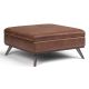 Simpli Home - Owen XL Square Coffee Table Storage Ottoman - Distressed Saddle Brown
