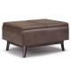 Simpli Home Owen Tray Top Small Coffee Table Storage Ottoman - Distressed Chestnut Brown