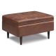Simpli Home Shay Mid Century Small Square Coffee Table Storage Ottoman - Distressed Saddle Brown