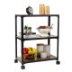 Mind Reader - Bar Cart, Rolling Cart, Microwave Stand, 3-Tier, Coffee Cart, Kitchen, Wood Metal, 23