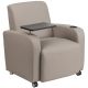 Flash Furniture - LeatherSoft Guest Chair w/ Tablet Arm, Front Wheel Casters and Cup Holder - Gray