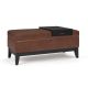 Simpli Home - Oregon Storage Ottoman Bench with Tray - Distressed Saddle Brown