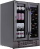 Newair 18 Bottle and 58 Can Built-in Dual Zone Wine and Beverage Cooler with French Doors and Adjustable Shelves - Black stainless steel