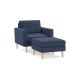 Burrow - Mid Century Nomad Armchair with Ottoman - Navy Blue NSO-NB-1-MD-LW