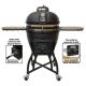 Vision Grills 22 in. Kamado S-Series Ceramic Charcoal Grill in Black with Cover, Cart, Side Shelves, Two Cooking Grates and Ash Drawer S-4C1D1