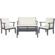 SAFAVIEH Fresno Ash Gray 4-Piece Wood Patio Conversation Set with Beige Cushions PAT6711B