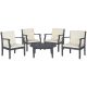 SAFAVIEH Colfax Ash Gray 5-Piece Wood Patio Conversation Set with Beige Cushions PAT6719B