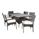 Noble House Rudolph Multi-Brown 7-Piece Faux Rattan Patio Outdoor Dining Set 6258