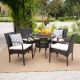 Noble House Charles Multi-Brown 5-Piece Faux Rattan Outdoor Patio Dining Set 6261