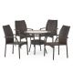 Noble House Libson Multi-Brown 5-Piece Faux Rattan Patio Outdoor Dining Set 6192