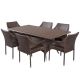 Noble House Sinclair Multi-Brown 7-Piece Faux Rattan Outdoor Patio Dining Set 6166