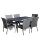 Noble House Delani Gray 7-Piece Faux Rattan Patio Outdoor Dining Set 8207