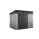 Keter Artisan 9 ft. W x 7 ft. D Grey Large Modern Durable Resin Plastic Storage Shed with Double Doors (64.9 sq. ft.) 237828
