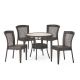Noble House Lilly Multi-Brown 5-Piece Faux Rattan Round Outdoor Patio Dining Set with Stacking Chairs 6190