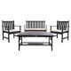 SAFAVIEH Burbank Black 4-Piece Wood Patio Conversation Set with White Cushions PAT7006C