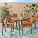 Noble House Karen Teak Brown 7-Piece Wood Outdoor Patio Dining Set 53112