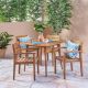 Noble House Stamford Teak Brown 5-Piece Wood Outdoor Patio Dining Set 42777