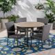 Noble House Reina Gray 5-Piece Wood and Faux Rattan Outdoor Dining Set 42963