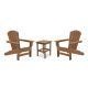 DUROGREEN Boca Raton Teak 3-Piece Recycled Plastic Patio Curveback Adirondack Chat Set BR3529SETTE