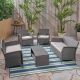 Noble House St. Lucia Grey 5-Piece Wicker Patio Conversation Set with Silver Cushions 53108