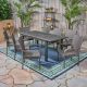 Noble House Hayes Sandblast Dark Grey 9-Piece Wood and Grey Faux Rattan Outdoor Dining Set 53091