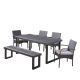 Noble House Stillwater Grey 6-Piece Aluminum and Faux Rattan Outdoor Patio Dining Set with Grey Cushions 53882