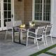 Hanover Conrad White 5-Piece Aluminum Outdoor Dining Set with 4 Stackable Sling Chairs and Convertible Slatted Table CONDN5PC-WHT