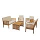 Noble House Carolina Brown Patina 5-Piece Wood Patio Conversation Set with Cream Cushions 53694