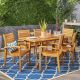 Noble House Anchor Teak Brown 7-Piece Wood Outdoor Patio Dining Set 54226