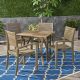 Noble House York Grey 5-Piece Wood Outdoor Dining Set 54236