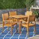Noble House York Teak Brown 5-Piece Wood Outdoor Patio Dining Set 54223