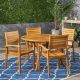 Noble House Wells Teak Brown 5-Piece Wood Outdoor Patio Dining Set 54224
