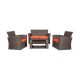 WESTIN OUTDOOR Hudson 4-Piece Gray Wicker Outdoor Patio Loveseat and Armchair Conversation Set with Orange Cushions and Coffee Table 1101061